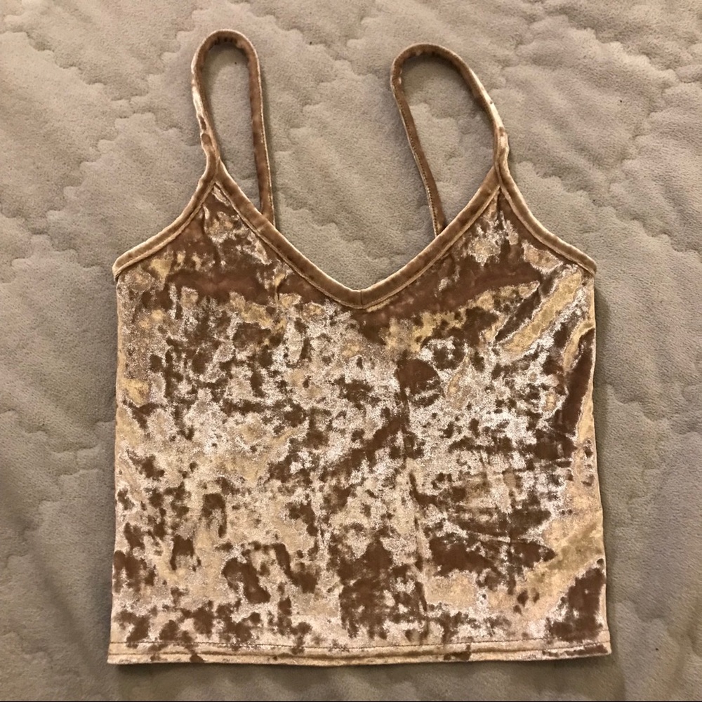 Gold velvet crush tank
